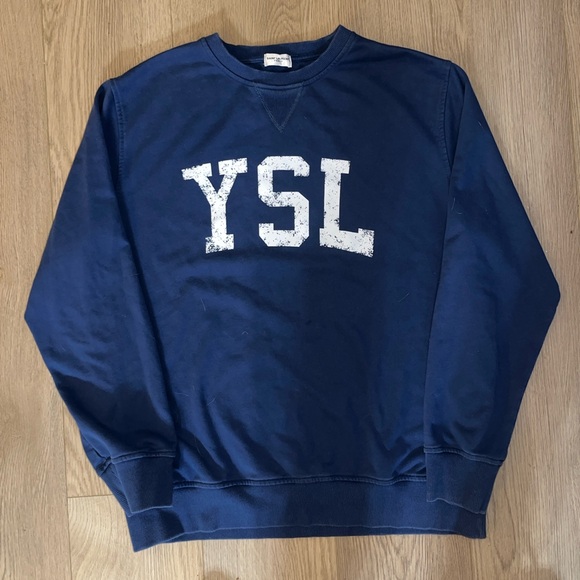 Saint Laurent Other - Saint Laurent YSL Logo Print Blue Sweatshirt